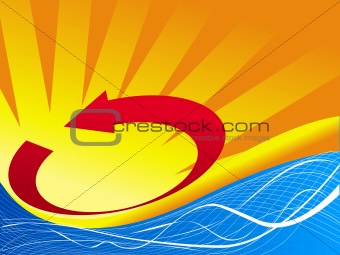 vector of sunset on yellow background with aero 