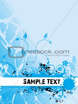 vector sample text on blue background of floral design