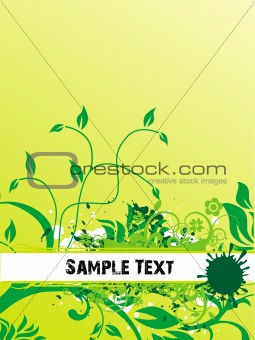 vector sample text on dark yellow background of floral design