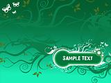 Vector sample text floral grunge background in green 