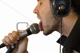 Latino Rock Star Licking Microphone