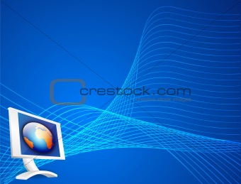 Globe on computer vector background 