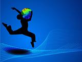 Man dancing with globe vector illustration background 