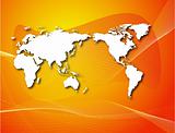 vector wallpaper of world map on orange background 