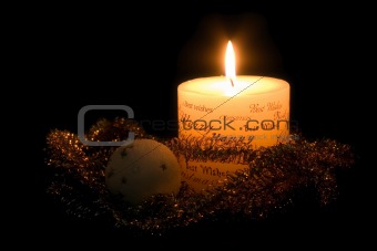Christmas candle and ornaments