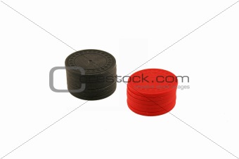Isolated Red and Black Poker Chips