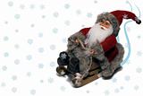 Santa Claus on sledge with snow