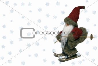 Santa Claus with ski and snow 2