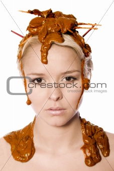 Model with sateh served on her head