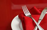 Red and White Table Setting