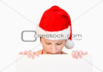 Santa girl with whiteboard
