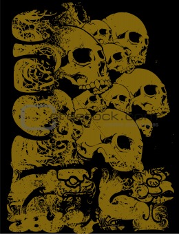 Aztec skulls illustration