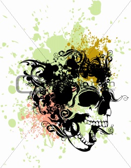 Splatter punk skull illustration