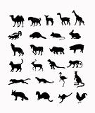 wild animals vector background in black 