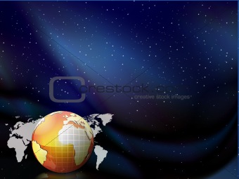 globe floating on the blue sky vector background