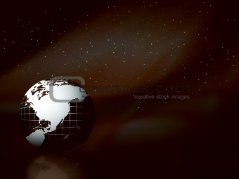 globe floating on the sky vector background with stars