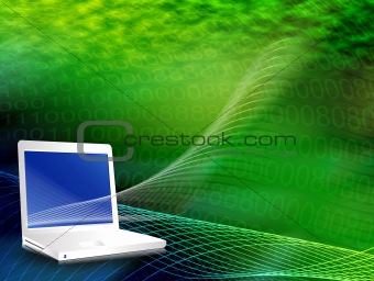 Lap top in number waves vector background 