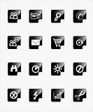 Set vector black buttons on white background with pictograms for web