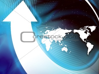 white arrow around the globe abstract vector background 
