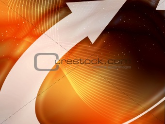 white arrow around the space vector on red background with stars