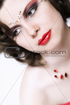 Fashion model with red lips