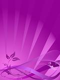 Vector floral grunge on purple waves background 