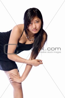 Asian beauty in a Black Dress