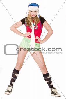 Idiot Posing Girl with christmas hat