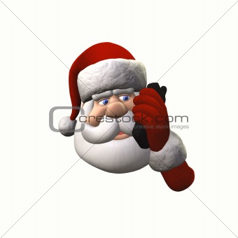 Santa On Cell Phone - Isolated