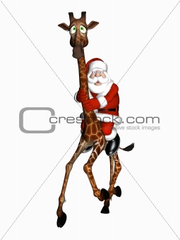 Santa Riding a Giraffe
