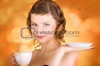 girl with a cup of coffee