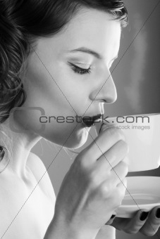 girl with a cup of coffee