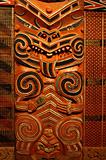 Wood carving in Maori Meeting House