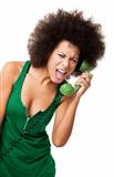 Angry woman at phone