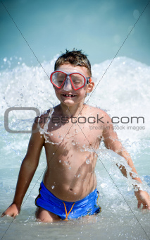 Kid playing in water