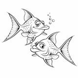 Two drawing cartoon fish