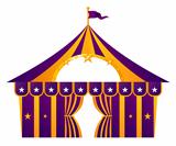 Purple circus tent isolated on white
