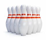 Skittles bowling on a white background