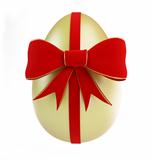 gold egg with bow on a white background 
