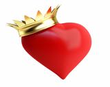 gold crown red heart on a white background 