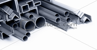 background metallic pipes, corners, types 