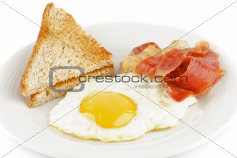 Bacon, eggs and toasts