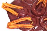 churros con chocolate, a typical Spanish sweet snack