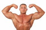  Male body builder demonstrating pose, isolated