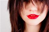 Closeup photo of a woman with red lips