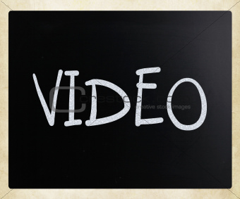 "Video" handwritten with white chalk on a blackboard