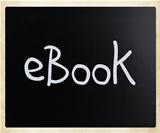 "E-book" handwritten with white chalk on a blackboard