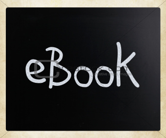 "E-book" handwritten with white chalk on a blackboard