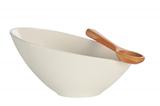 white bowl and wood spoon