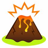 Explosing volcano with lava